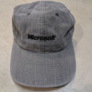 Y2K Microsoft Strap Back Hat Gray Head To Toe Tech
